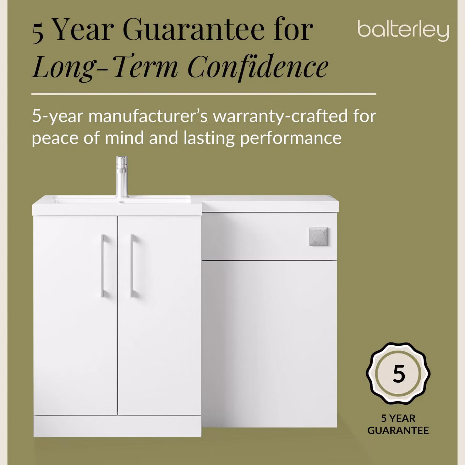 Balterley Gloss White Left Hand Vanity Bathroom Basin and WC Unit with Soft Close Doors – 2