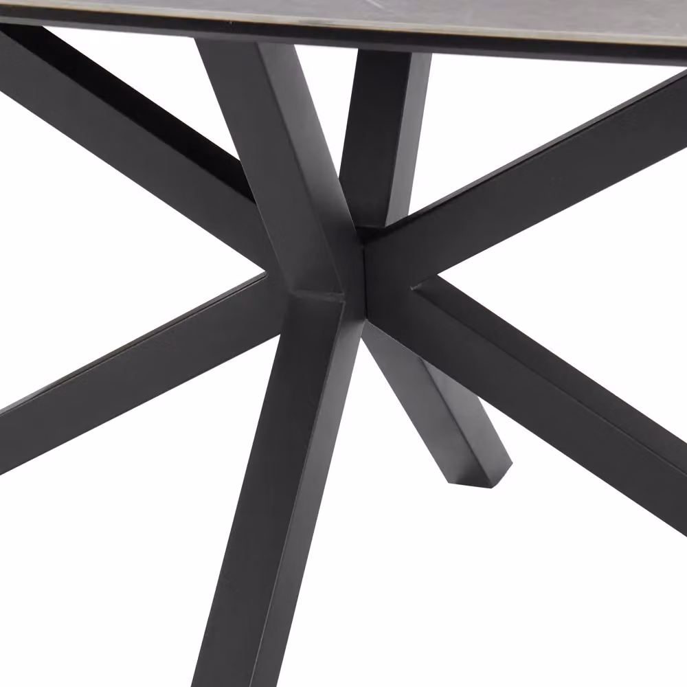 Home Detail Violet Grey Sintered Stone and Ceramic Rectangular Dining Table with X-Frame Metal Base – 3