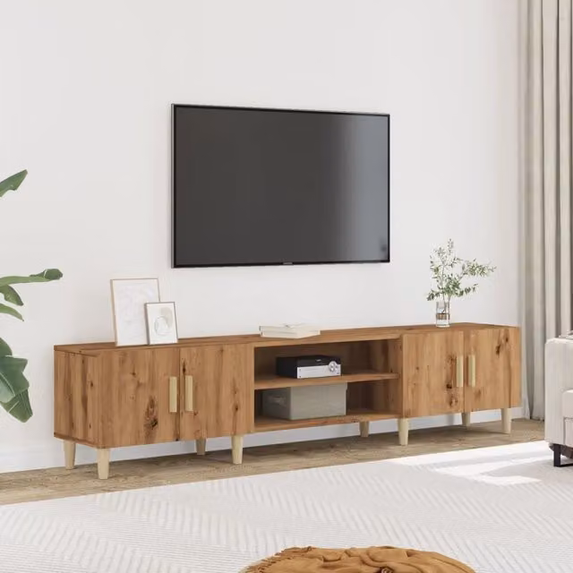 Berkfield Home Artisan Oak TV Cabinet in Brown, W: 180 cm, D: 31.5 cm, H: 40 cm