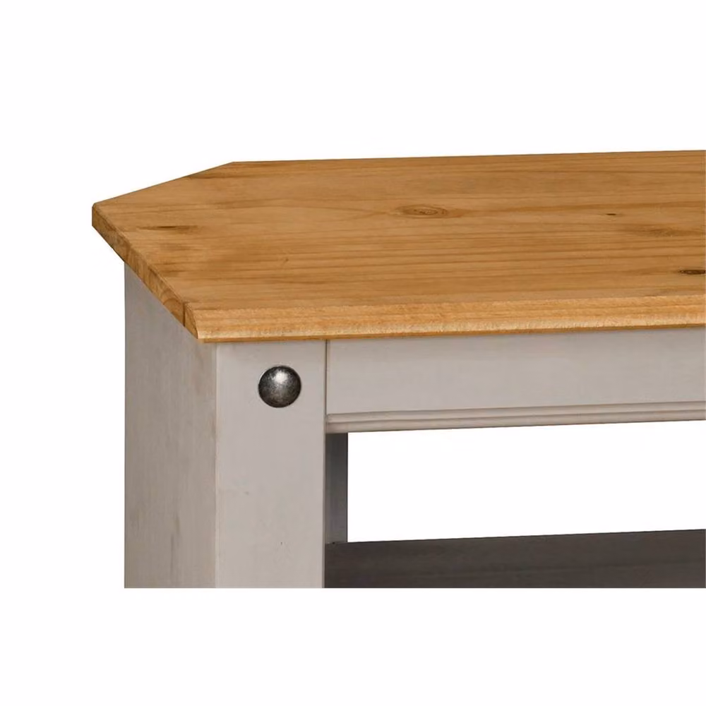 Nordara Grey Rustic Mexican Solid Pine Wax Corner TV Stand – 2