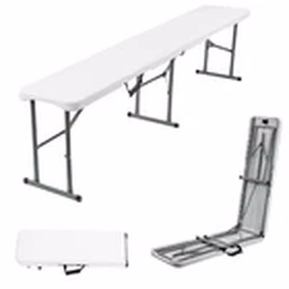 EONLION Portable Plastic Folding Bench in White for Outdoor Camping and Picnics – 1