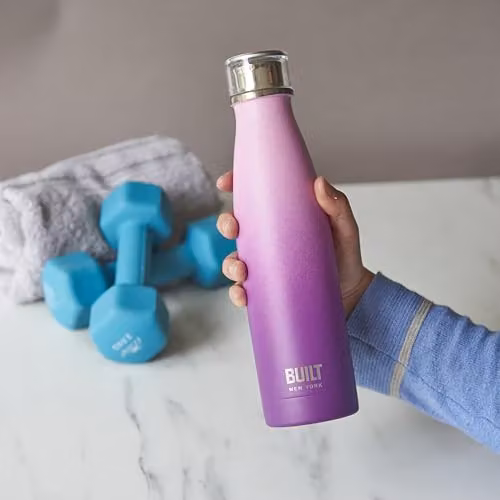 BUILT New York Perfect Seal Leakproof Insulated Stainless Steel Water Bottle, 480 ml, Pink and Purple Ombre – 3