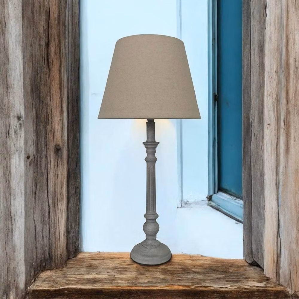 Minster Tabletop Lamp and Shade in Beige, W/D/H: 12 x 12 x 54 cm – 3