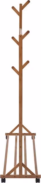 Livingandhome Rustic Brown Bamboo Clothes Rail and Hat Rack with Wheels