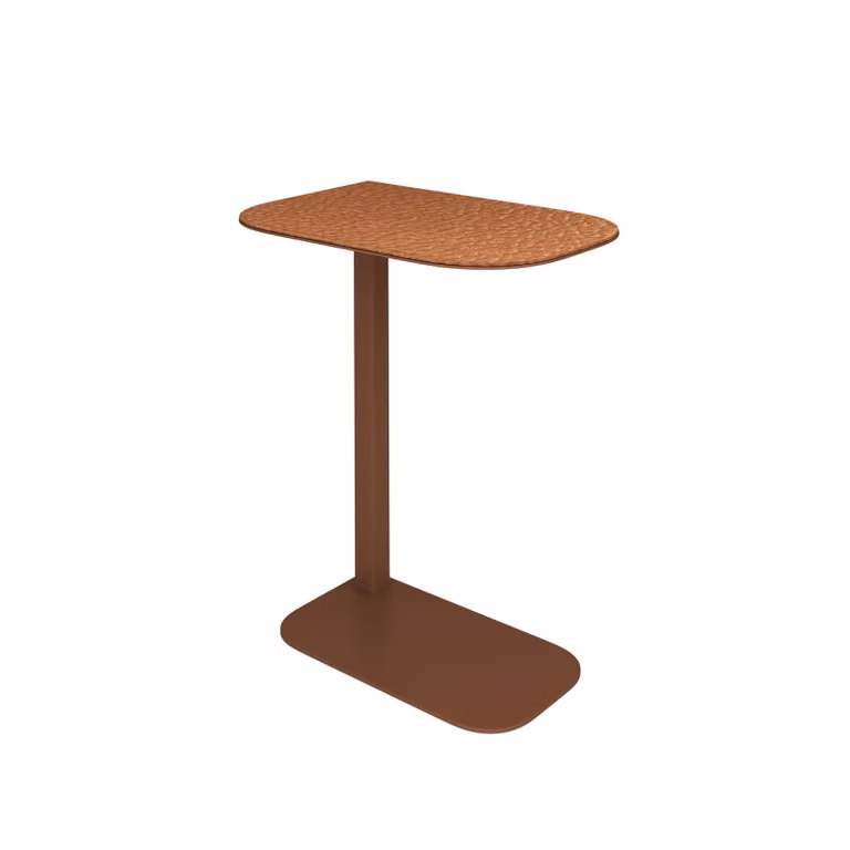 Dome Deco DHURI Art Deco Round Metal Side Table in Brown