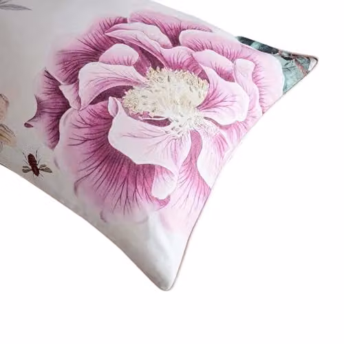 Paoletti Krista Floral Cotton Housewife Pillowcase Pack of 2 White Purple and Green W/D/H: 50 x 50 x 75 cm – 2