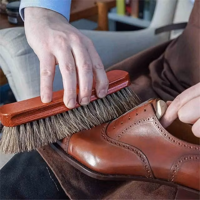 Nordara 4-Piece Horsehair Shoe Brush and Shine Polish Kit in Brown and Multicolour – 1