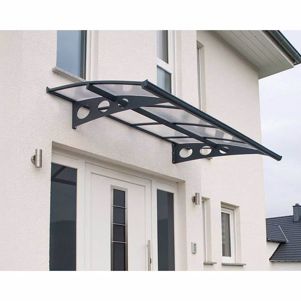 Palram Herald Door Awning Canopy in Mist Grey with Polycarbonate and Galvanised Steel, L: 223.5 cm – 2