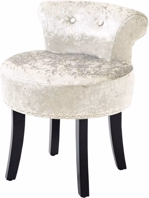 KORVIXA Beige Velvet Dressing Table Stool with Rubberwood Legs, W/D/H: 40 x 40 x 45 cm – 1