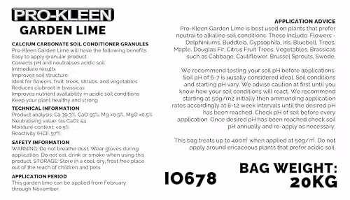 ProKleen Garden Lime Soil Conditioner Granules, 20kg – 4