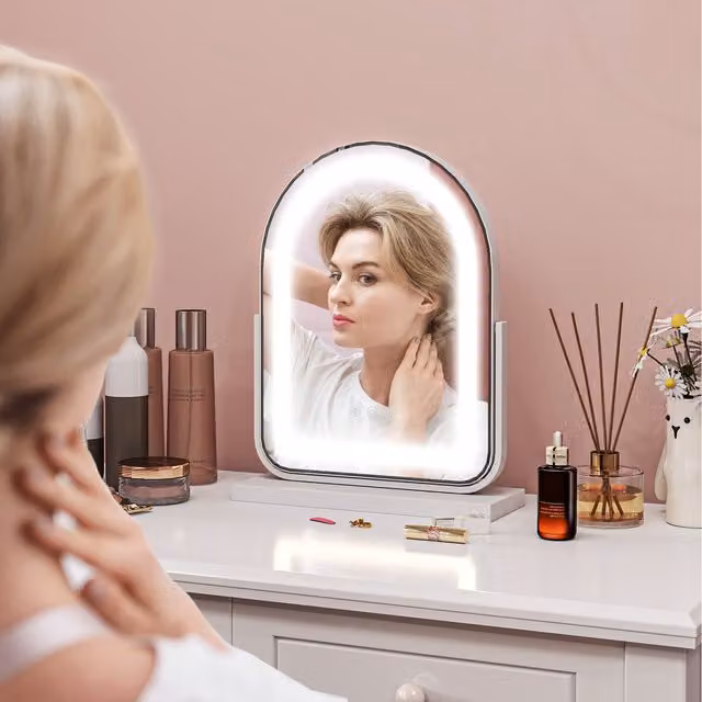 HOMCOM LED Vanity Mirror with 3 Colour Lighting in White, 33 cm