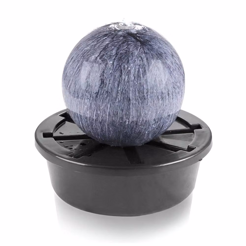 Primrose Echo Falls Round Marble Sphere Water Feature with LEDs in Dark Grey, Diameter: 50 cm – 2