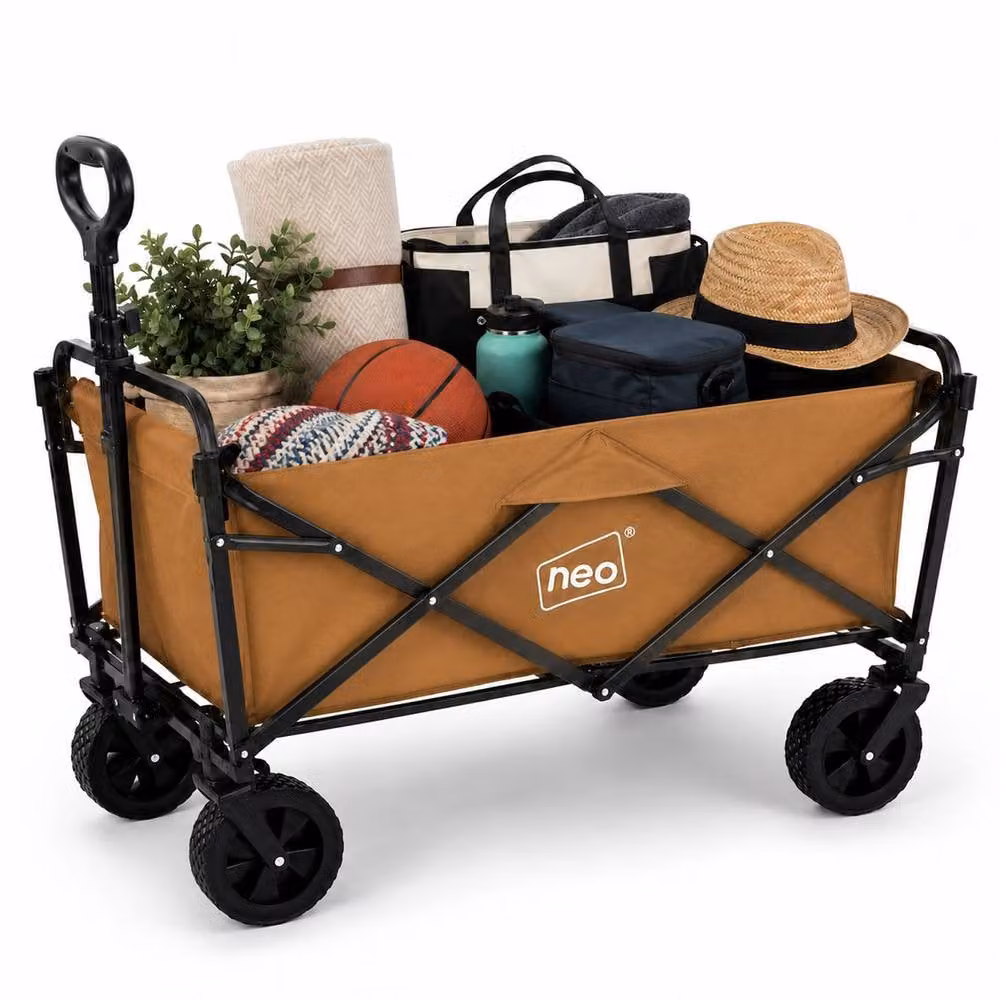 Neo Folding Garden Wagon Cart in Beige with 138L Capacity and 120kg Load Limit – 7