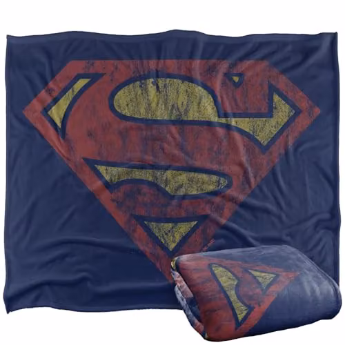 Warner Bros. Superman Logo Vintage Silky Touch Super Soft Fleece Throw Blanket, Multicolour, W: 127 cm x D: 152 cm