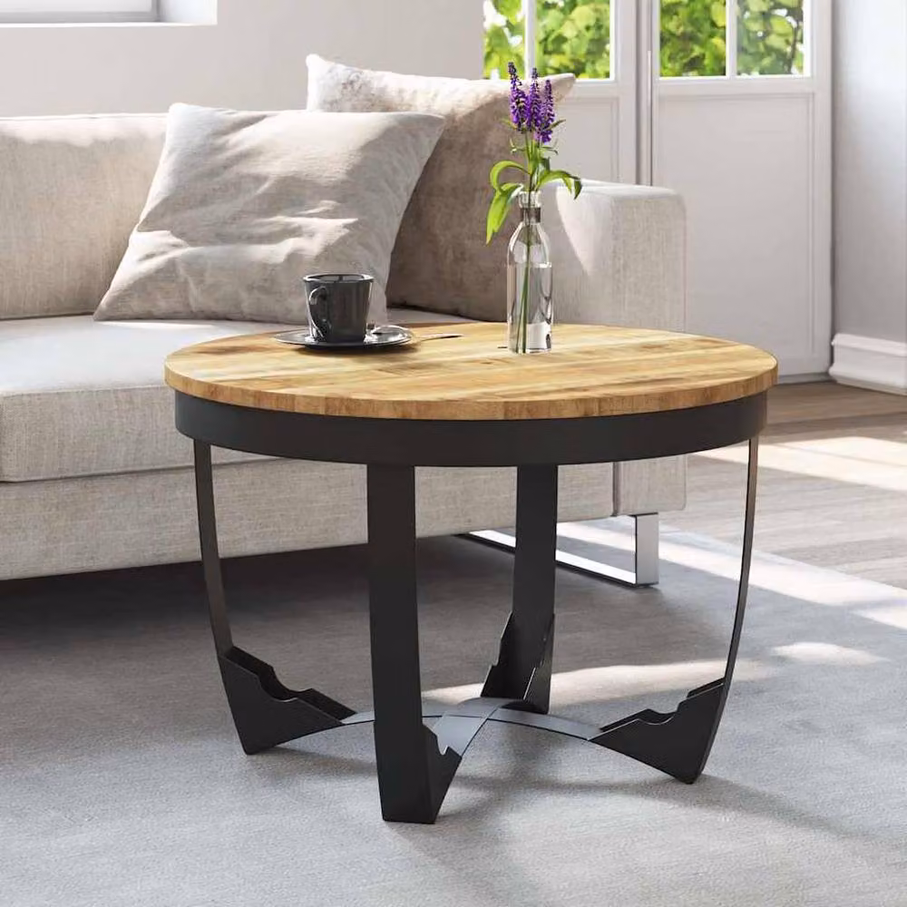 Berkfield Home Solid Rough Mango Wood Coffee Table in Brown W/D/H: 60 x 40 cm – 2
