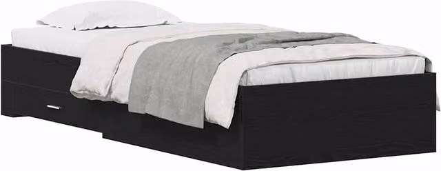 Berkfield Home Modern Bed Frame in Black Oak, W/D/H: 100 x 200 cm