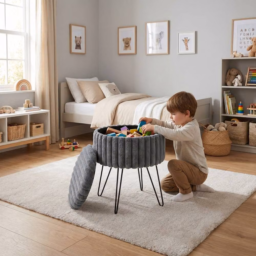 GAVENO CAVAILIA Ribbed Hairpin Storage Stool in Grey – 2