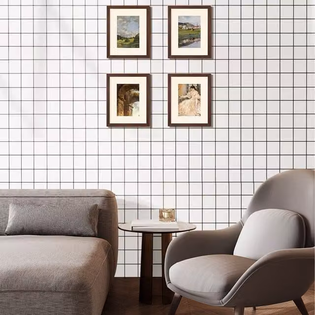 Livingandhome 10pcs Self-Adhesive Lattice Wall Tiles in White and Black