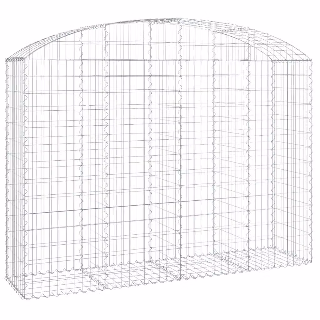 Berkfield Home Arched Gabion Basket in Silver Galvanised Steel, W: 200 cm, D: 50 cm, H: 140-160 cm – 2