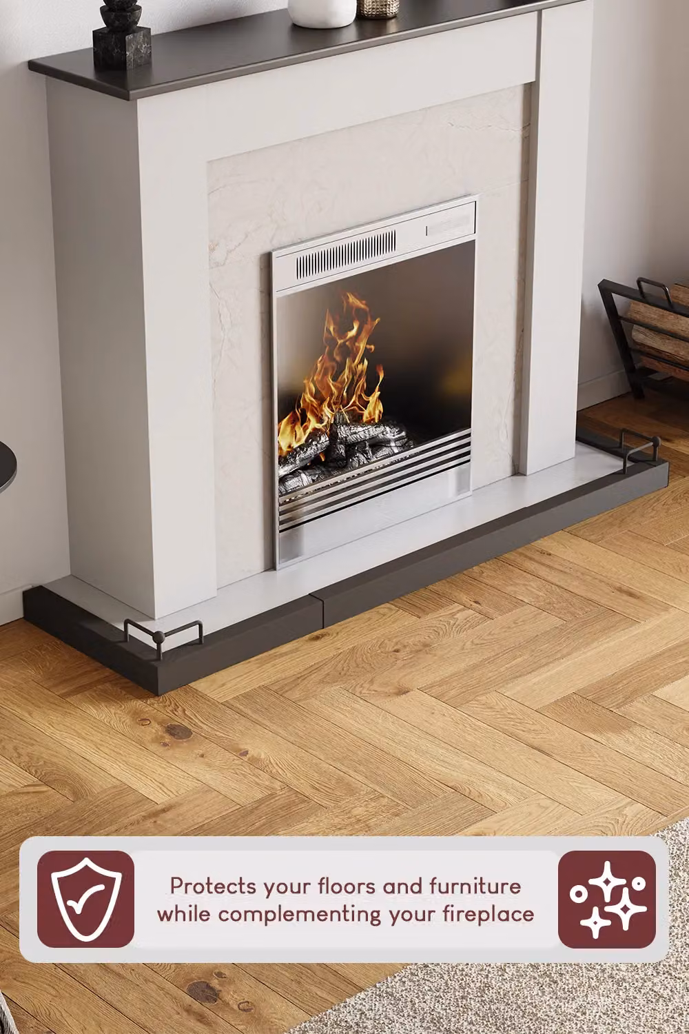 Home Discount Fire Vida Fire Fender Adjustable Fireplace Surround in Black – 4