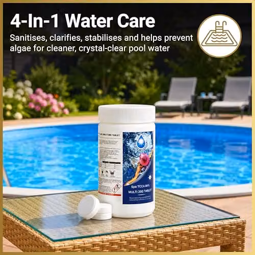 SHATCHI 4 in 1 Multifunctional Slow Release Chlorine Disinfection Tablets, 5 kg (250 x 20g) – 5