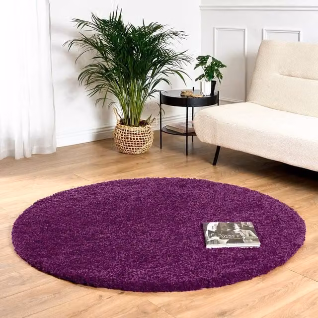 Bravich LTD California Thick Shaggy Round Rug in Green or Purple – 1