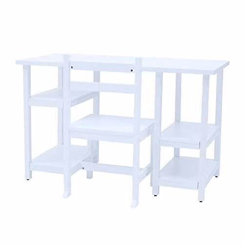 Teamson Kids Fantasy Fields Wooden Writing Desk and Chair Set with Shelves, White – 1