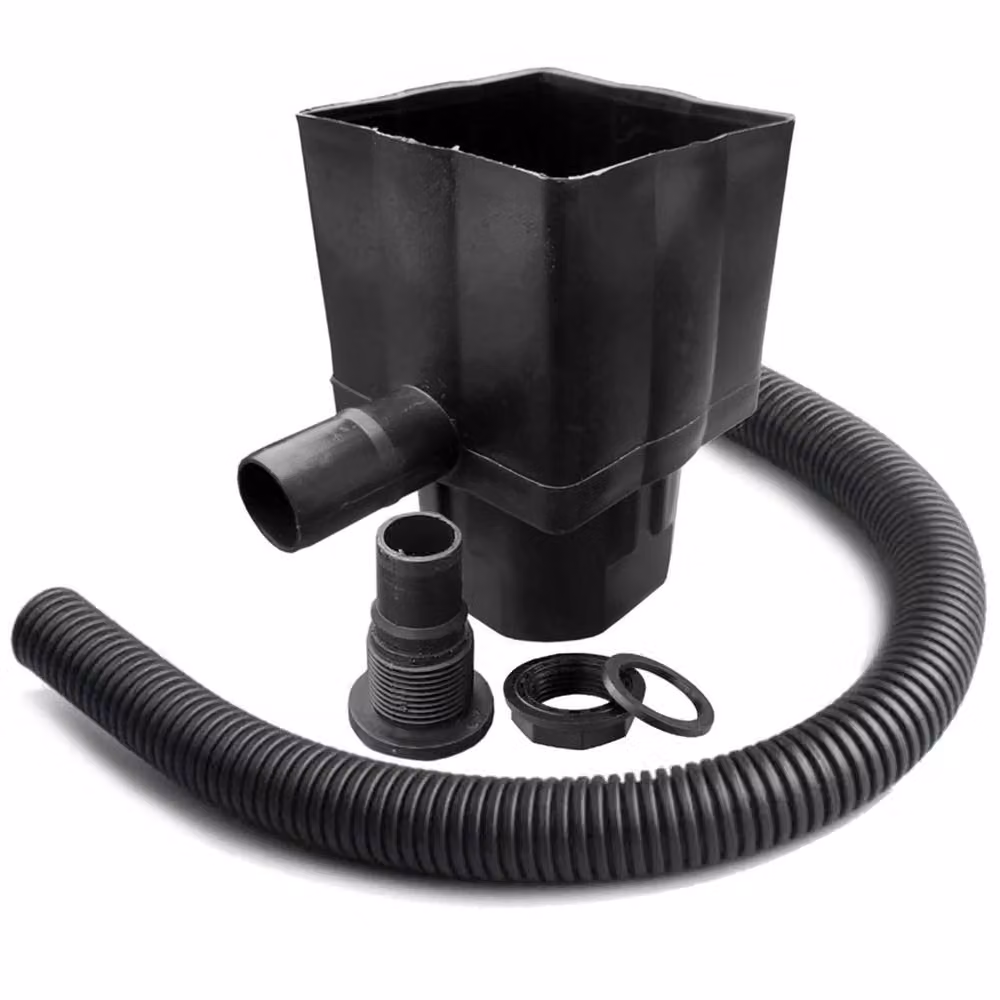 VOGREX Downpipe Diverter Kit for Square and Round Water Butts, Black – 3