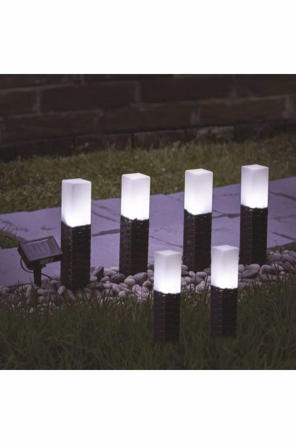 KDMD Black Rattan Solar Garden Pathway Lights, Set of 6, Warm White – 2
