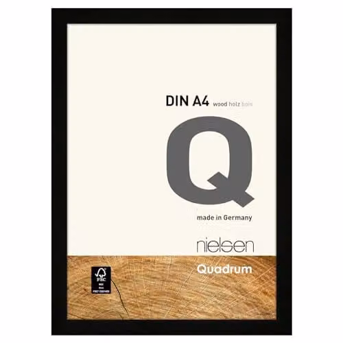 Nielsen Design Quadrum A4 Wooden Picture Frame in Black with Glass Front, W: 21.0 cm, H: 29.7 cm – 3