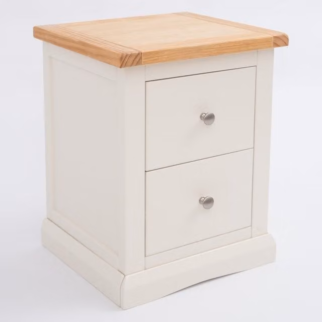 Cabinet Bits Castelli 2 Drawer Bedside Table in White Waxed Pine
