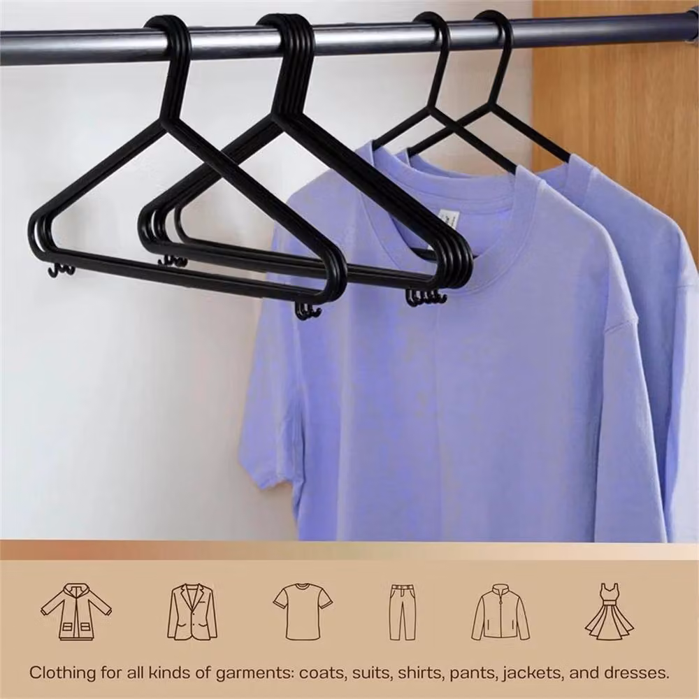 EONLION 100 Pack Black Plastic Adult Clothes and Coat Hangers with Trouser Bar, Width: 40 cm – 3