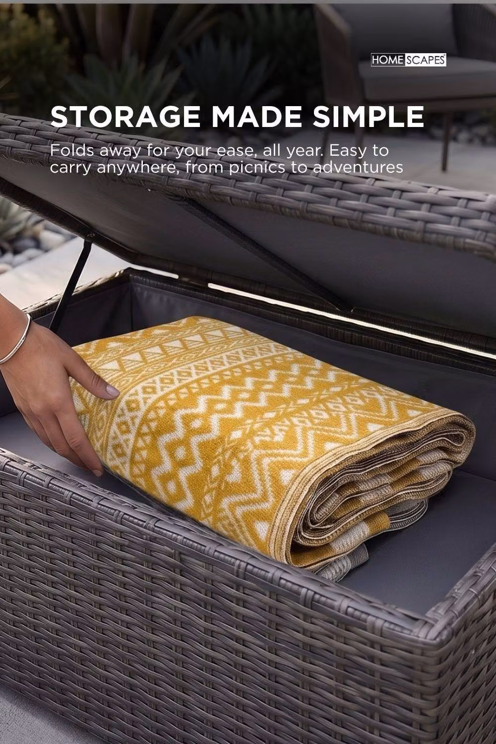Homescapes Anna Aztec Luxury Outdoor Rug in Yellow and White, W/D: 240 x 300 cm – 3