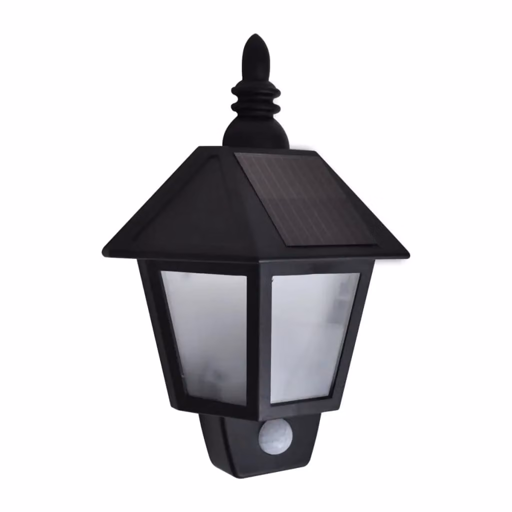 Berkfield Home Solar LED Wall Lamps with Motion Sensor, 2 Pack, Black – 3