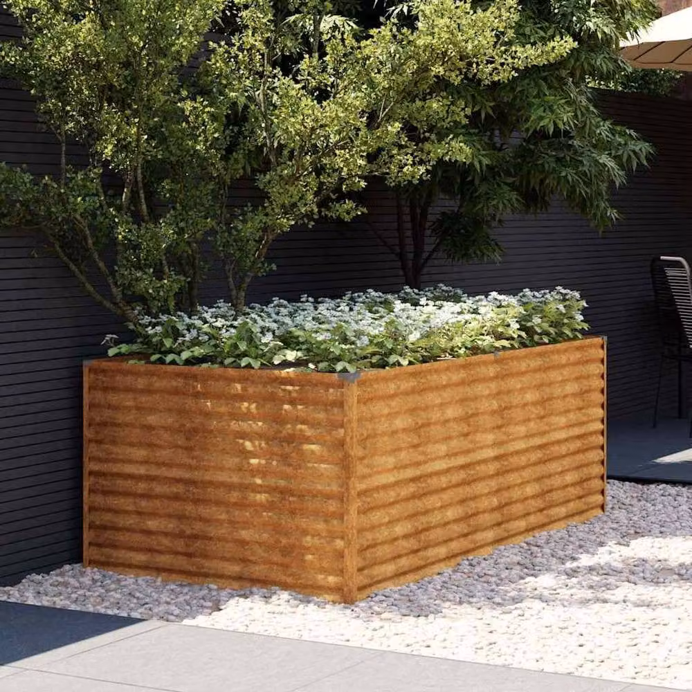 Berkfield Home Garden Corten Steel Raised Bed in Brown, W/D/H: 196 x 100 x 69 cm – 1