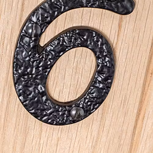 Hammer and Tongs Rustic Iron Number 6 Wall Numeral, Black, Pack of 2, Height: 7.5 cm – 7