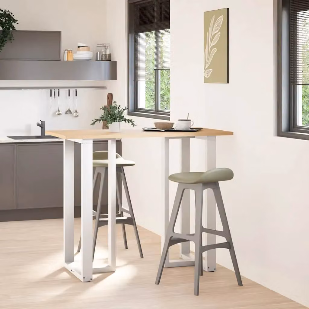 Berkfield T-Shaped Steel Bar Table Legs, 2 Pieces, White, W: 60 cm, D: 35 cm, H: 110-111 cm – 2