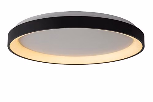 Lucide Vidal Flush Ceiling Light, Black, Diameter: 48 cm, Dimmable LED with Warm White Light – 1