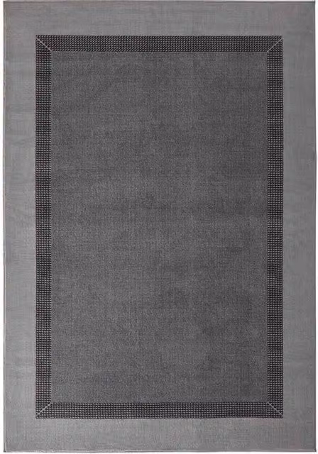 THE RUGS Designer Velours Band Grey Polypropylene Low Pile Runner, W: 80 cm, L: 500 cm – 1