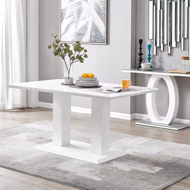 FurnitureboxUK Imperia Modern High Gloss Rectangular 6-Seater Dining Table in White