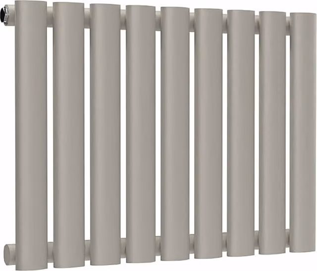 Lux Heat Oval Horizontal Single Radiator in Grey, W: 54 cm, H: 40 cm, D: 4 cm