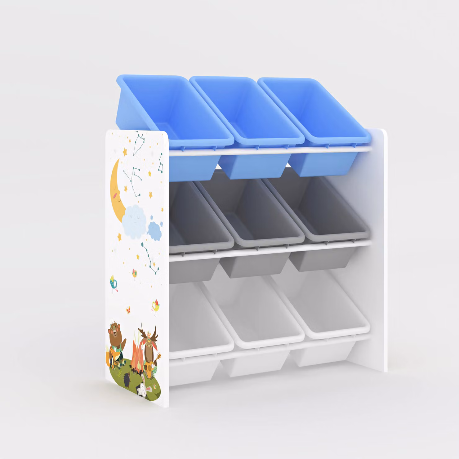 Xample Kids Wooden Toy Storage Unit with 9 Removable Plastic Baskets in White or Pink, W/D/H: 60.0 x 26.5 x 60.0 cm – 2