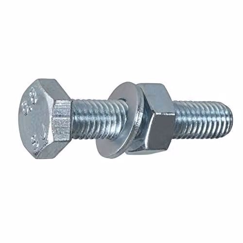 Unifix M6 x 25mm Hex Socket Steel Setscrew, Nut and Washer Set, Galvanised Silver, Pack of 10