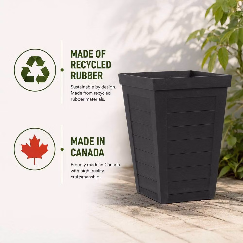 Nicoman Savana Plank Tall Square Rubber Planter, Black, Pack of 2, W/D/H: 37 x 37 x 57 cm – 3