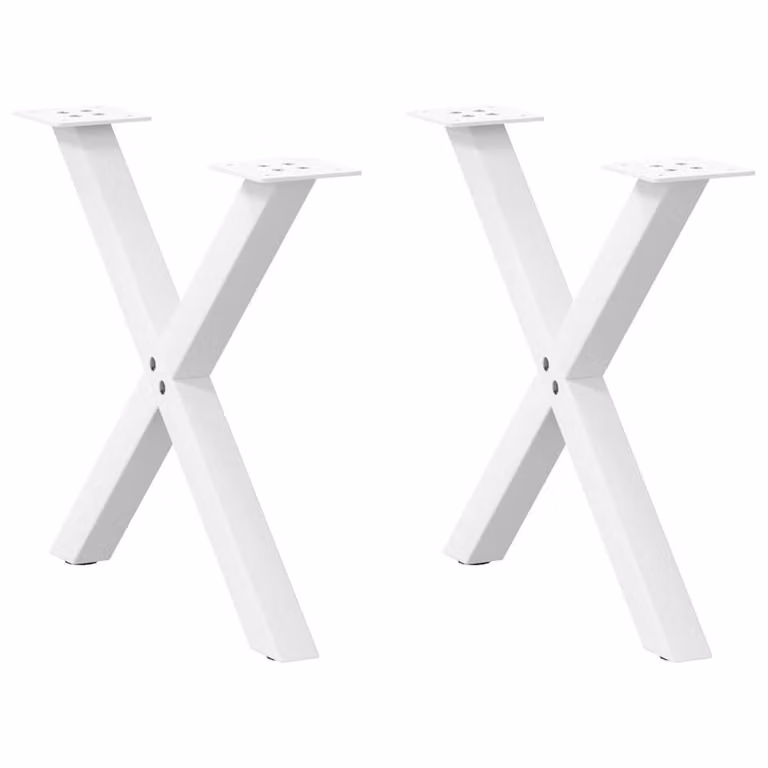 Berkfield Home X-Shaped Steel Coffee Table Legs, 2 Pieces, White, H: 50 cm, W: 42.5 cm, D: 43 cm