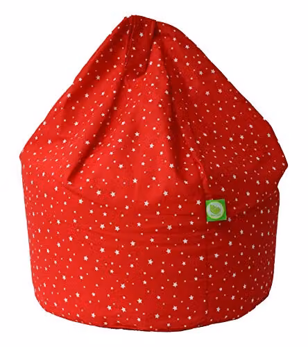 BeanLazy Large Red Stars Bean Bag with Removable Cotton Cover and EPS Polystyrene Filling – 1