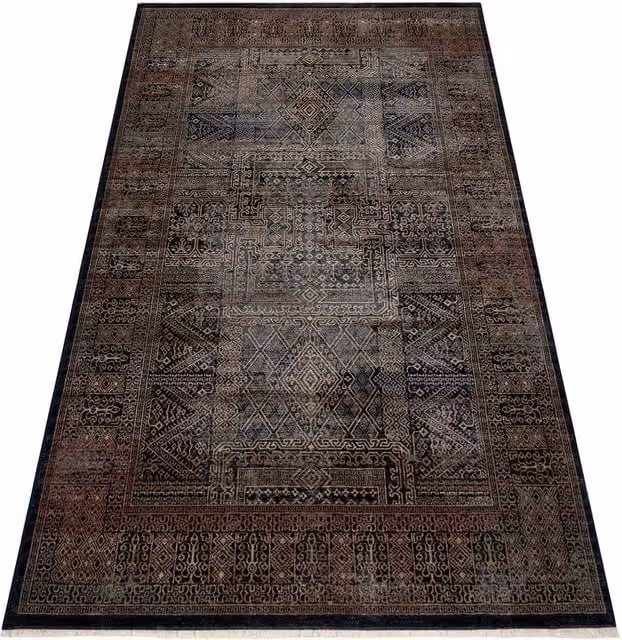 RugsX Gold and Multicolour Wool Keshan Oriental Rectangular Rug W: 80 cm, L: 145 cm