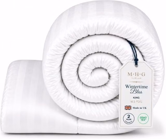 MHG Living White King Size 16.5 Tog Winter Microfibre Hollow Fibre Box Stitch Duvet