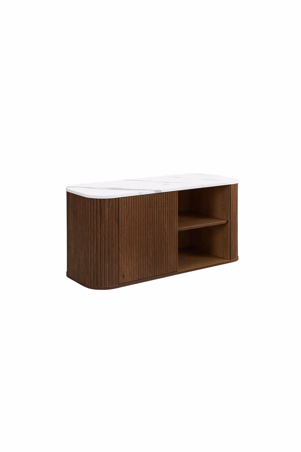 Birlea Kagu Small TV Unit in Walnut and Marble Effect with Fluted Ribbed Design, W: 110.0 cm, H: 48.0 cm – 7