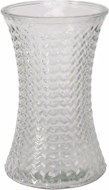 Kingsbury Gifts Geometric Pattern Glass Tabletop Vase in Transparent Grey and Green